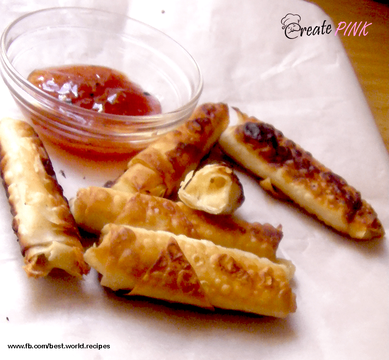 cheddar cheese rolls with mango chutney