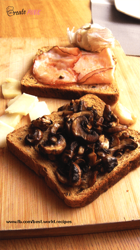 mushrooms and turkey ham