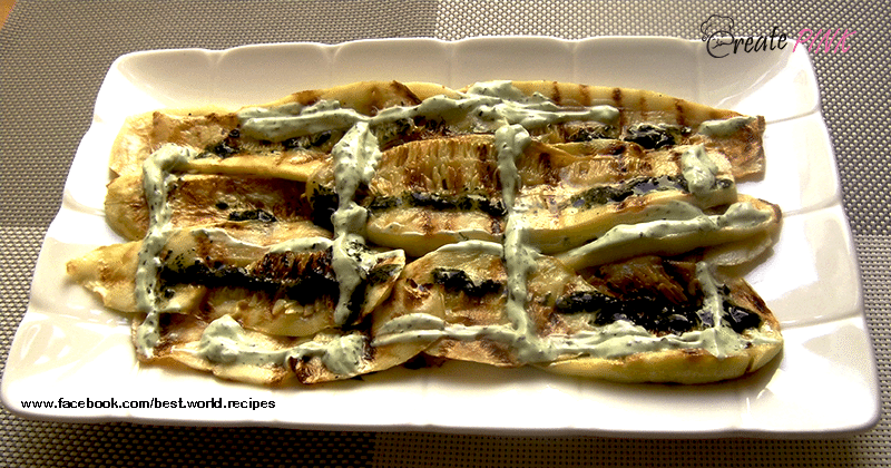 grilled zucchini with mint sauce